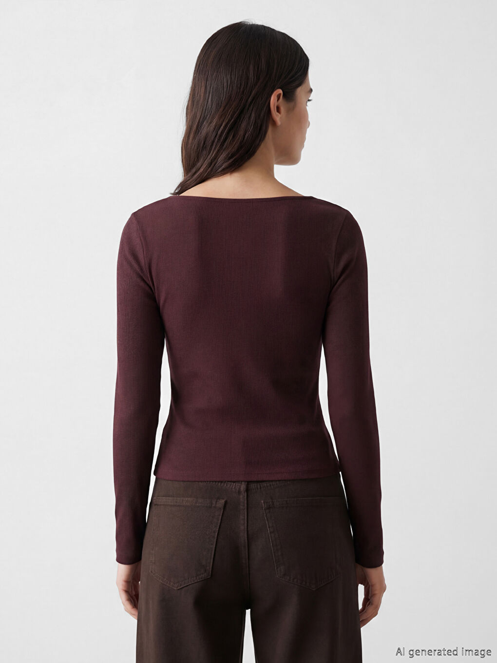 Mürdüm Kayık Yaka Büzgülü Kadın Body-2