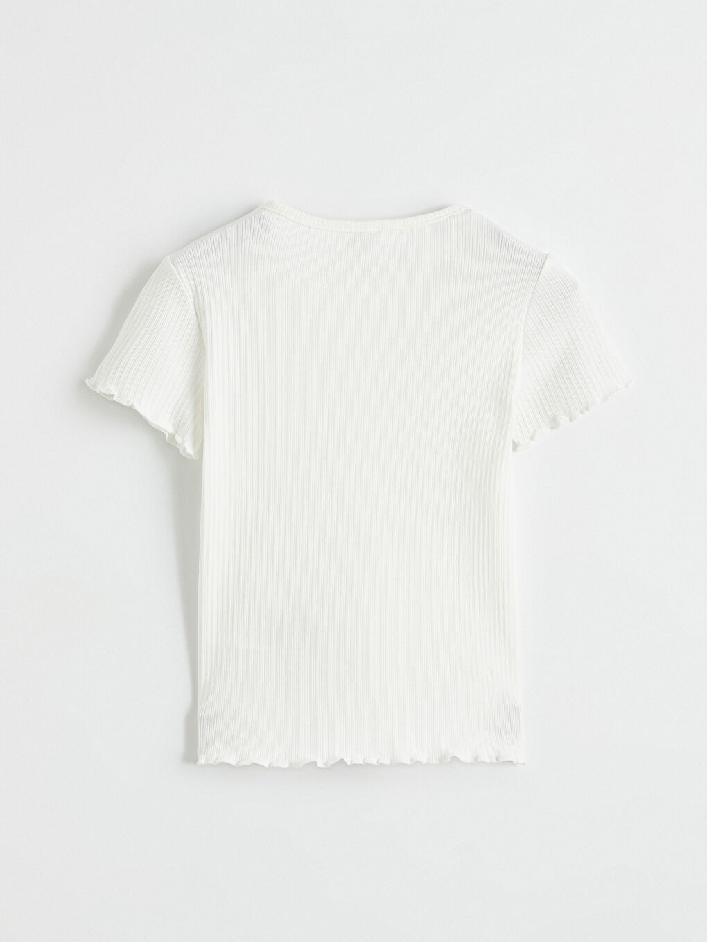 Ekru Bisiklet Yaka Fitilli Kız Çocuk Tişört-2