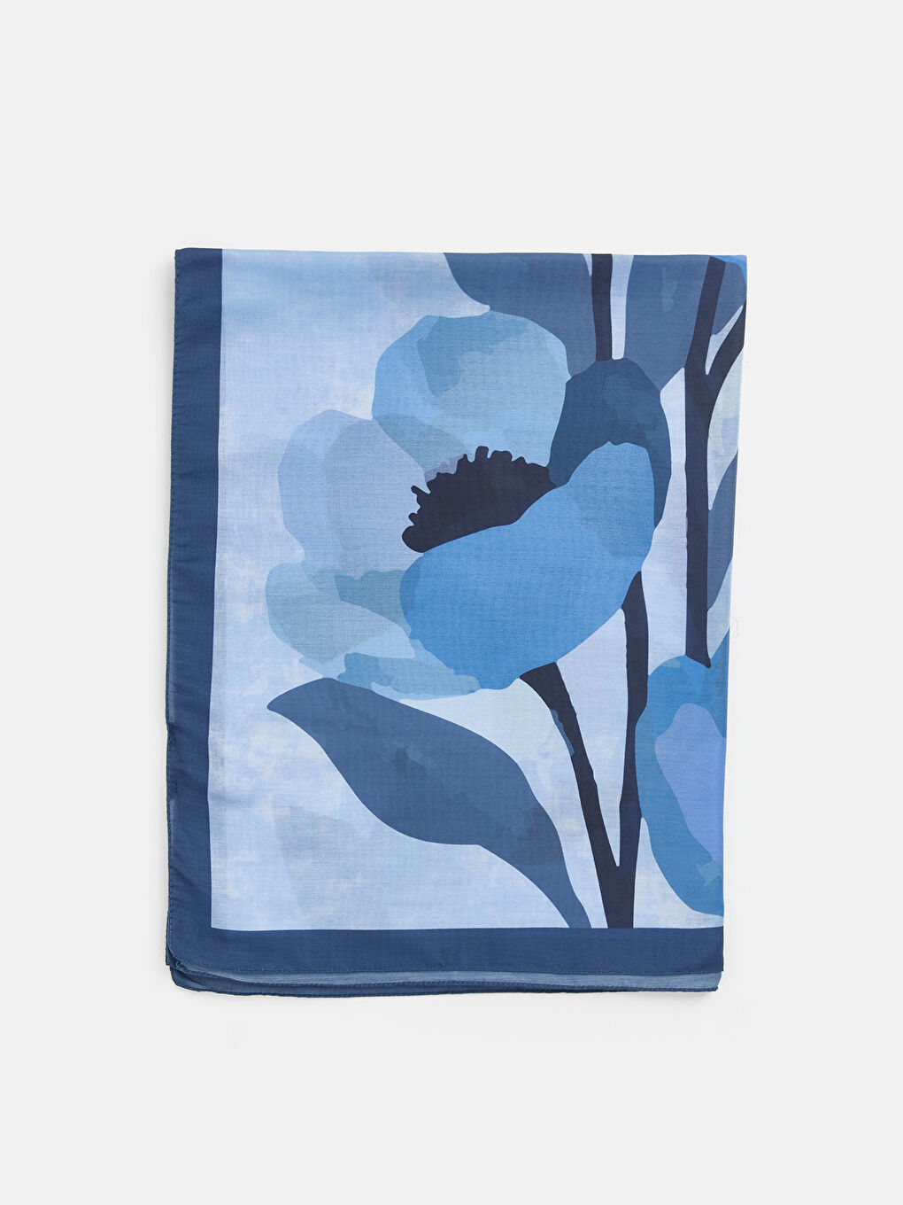 Mavi Çiçekli Kadın Şal-1