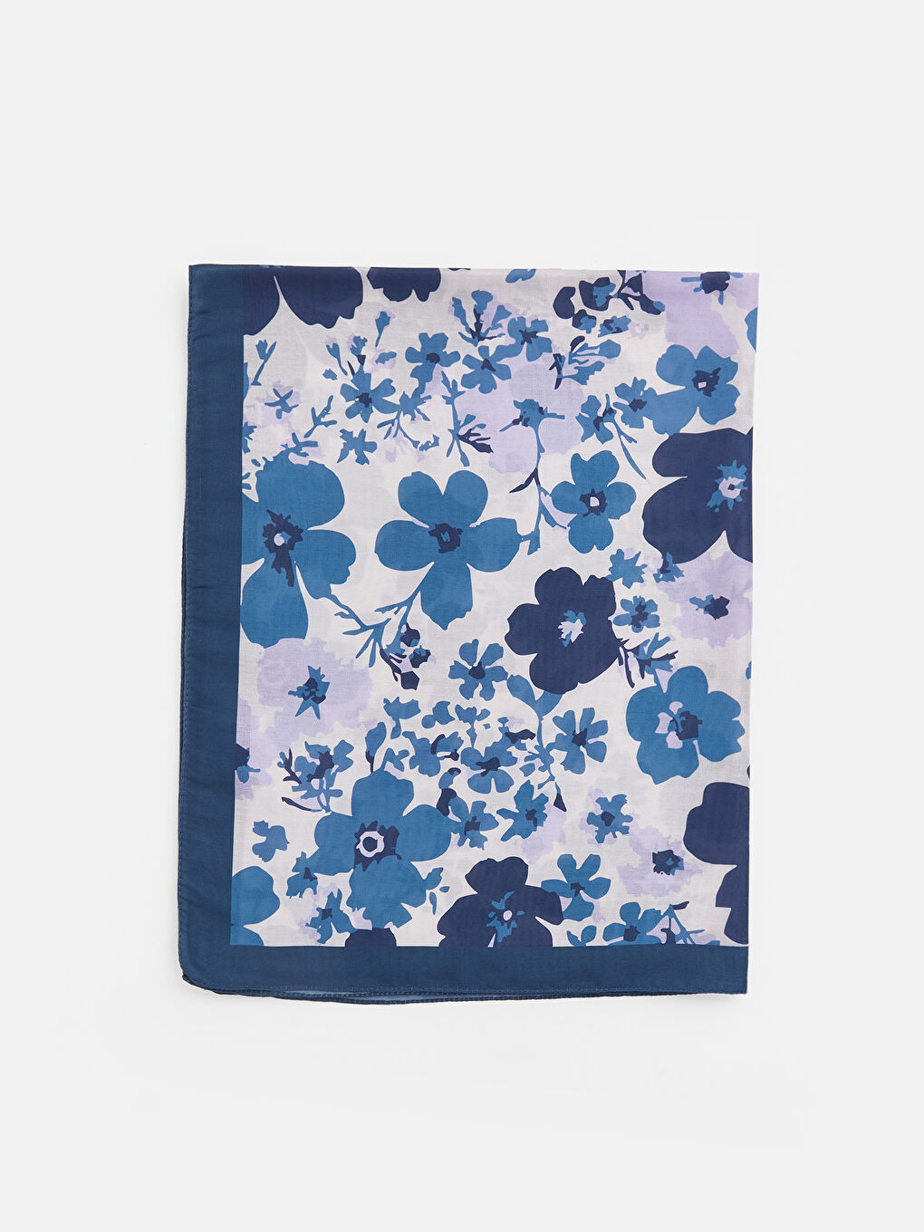 Mavi Çiçekli Kadın Şal	-1