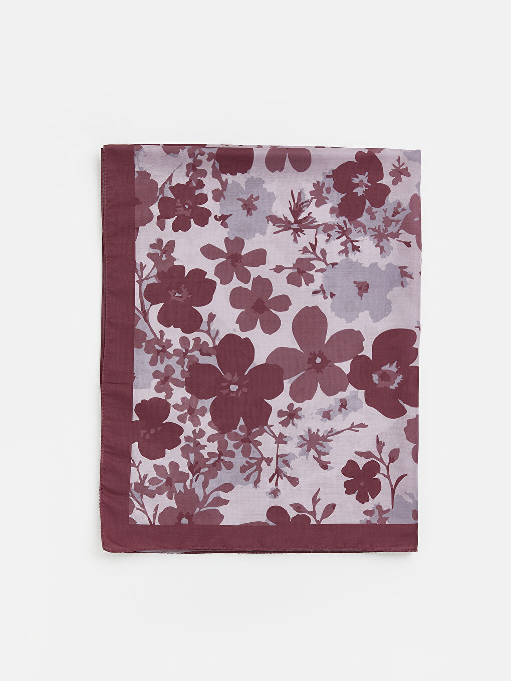 Bordo Çiçekli Kadın Şal	-1