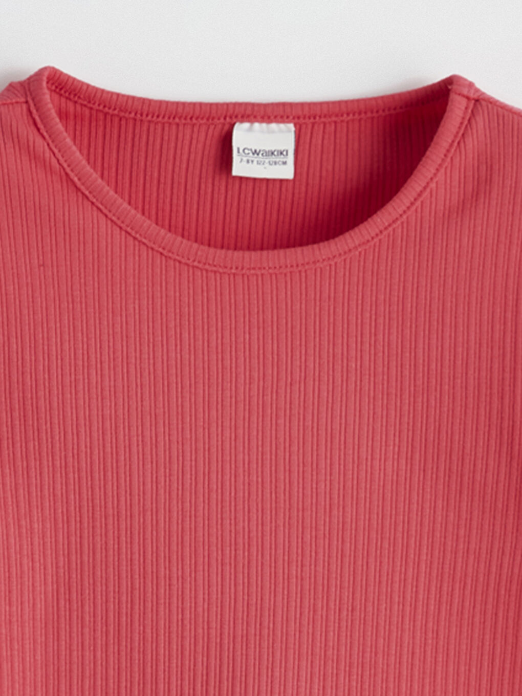 Fuşya Bisiklet Yaka Fırfırlı Kız Çocuk Tişört-1