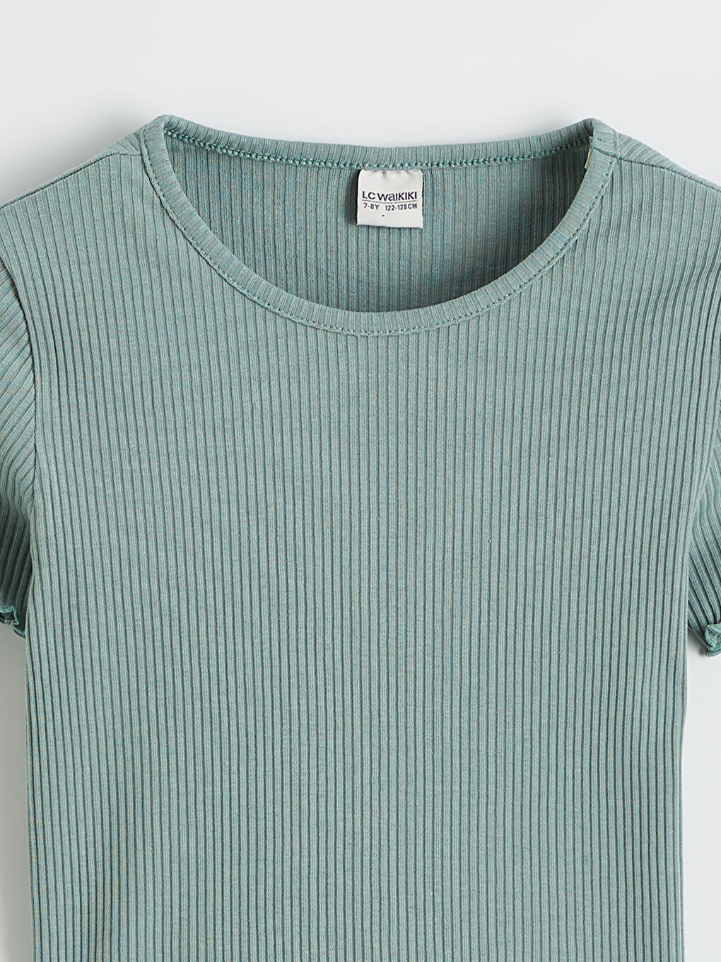 Yeşil Bisiklet Yaka Kız Çocuk Tişört-1