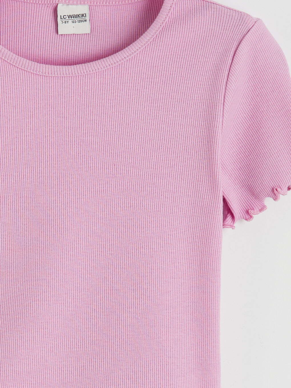 Pembe Bisiklet Yaka Kız Çocuk Tişört-2