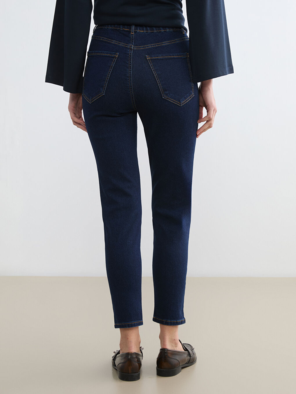 İndigo Mom Fit Kadın Jean Pantolon-3