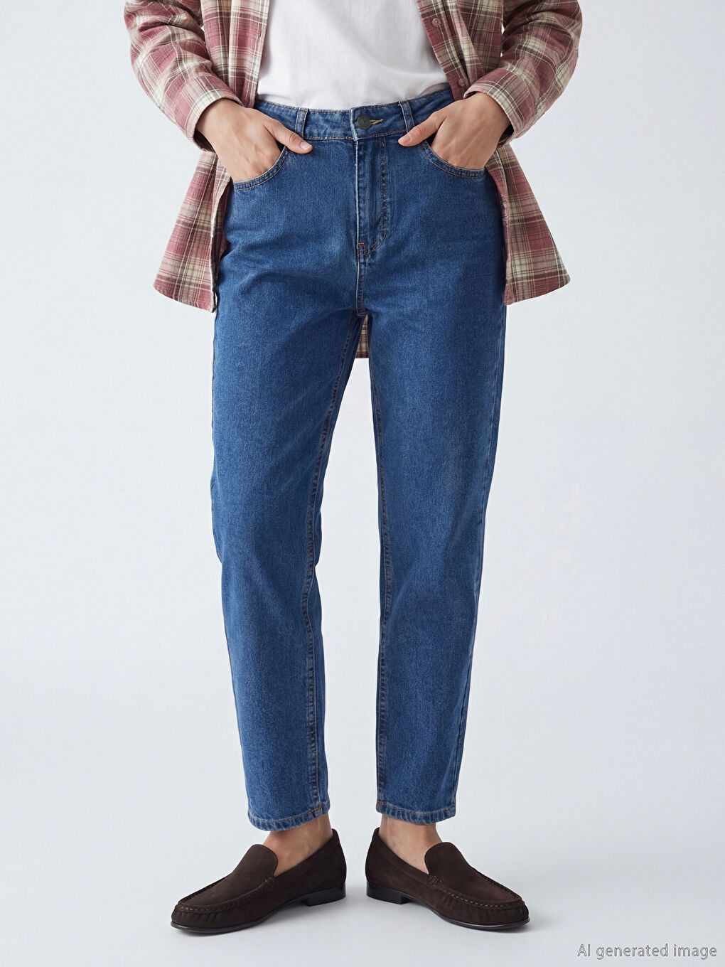 İndigo Mom Fit Kadın Jean Pantolon-1