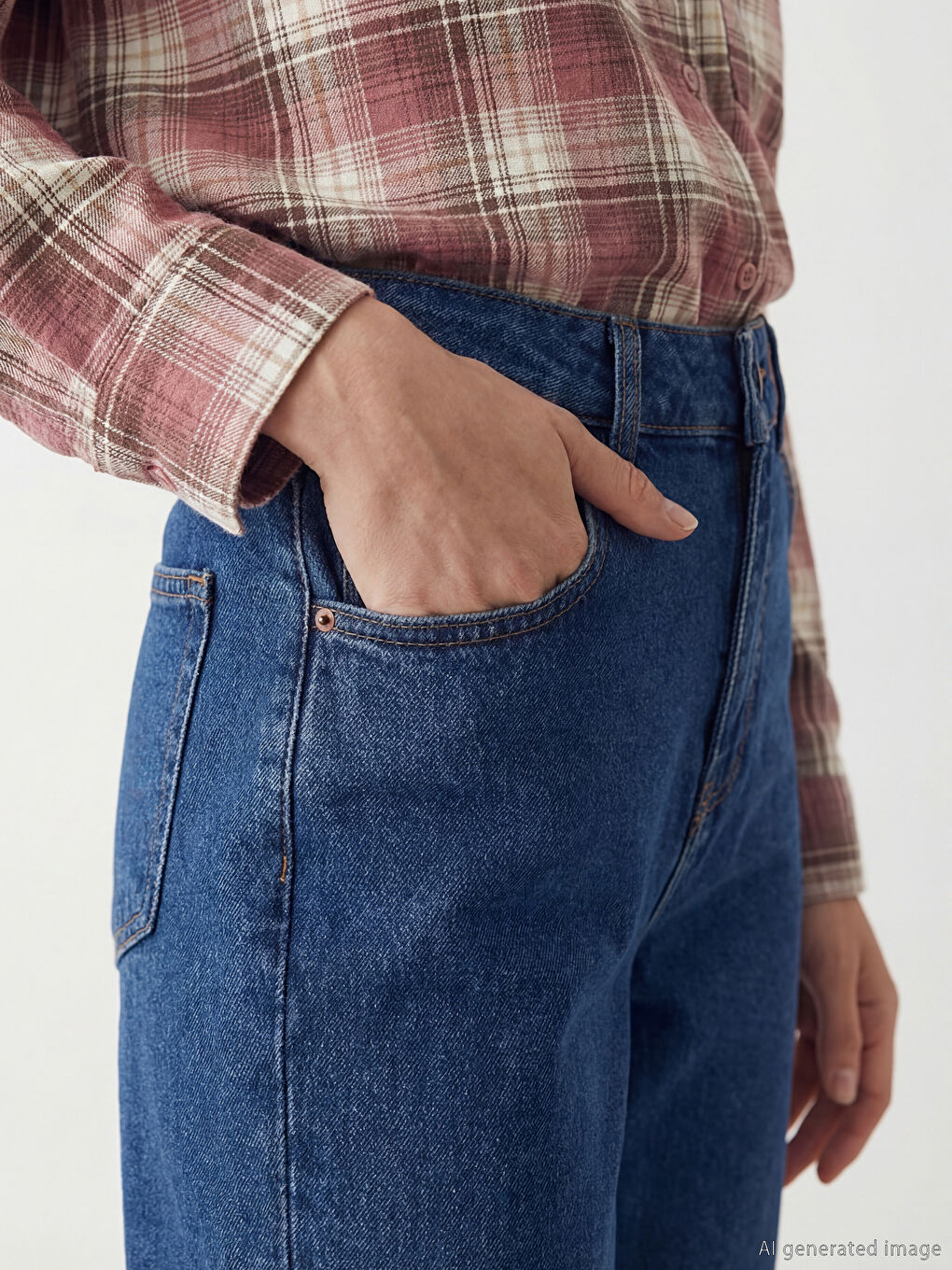 İndigo Mom Fit Kadın Jean Pantolon-2