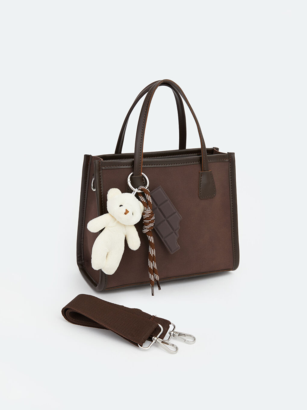 Kahverengi Aksesuarlı Kız Çocuk El Çantası-1