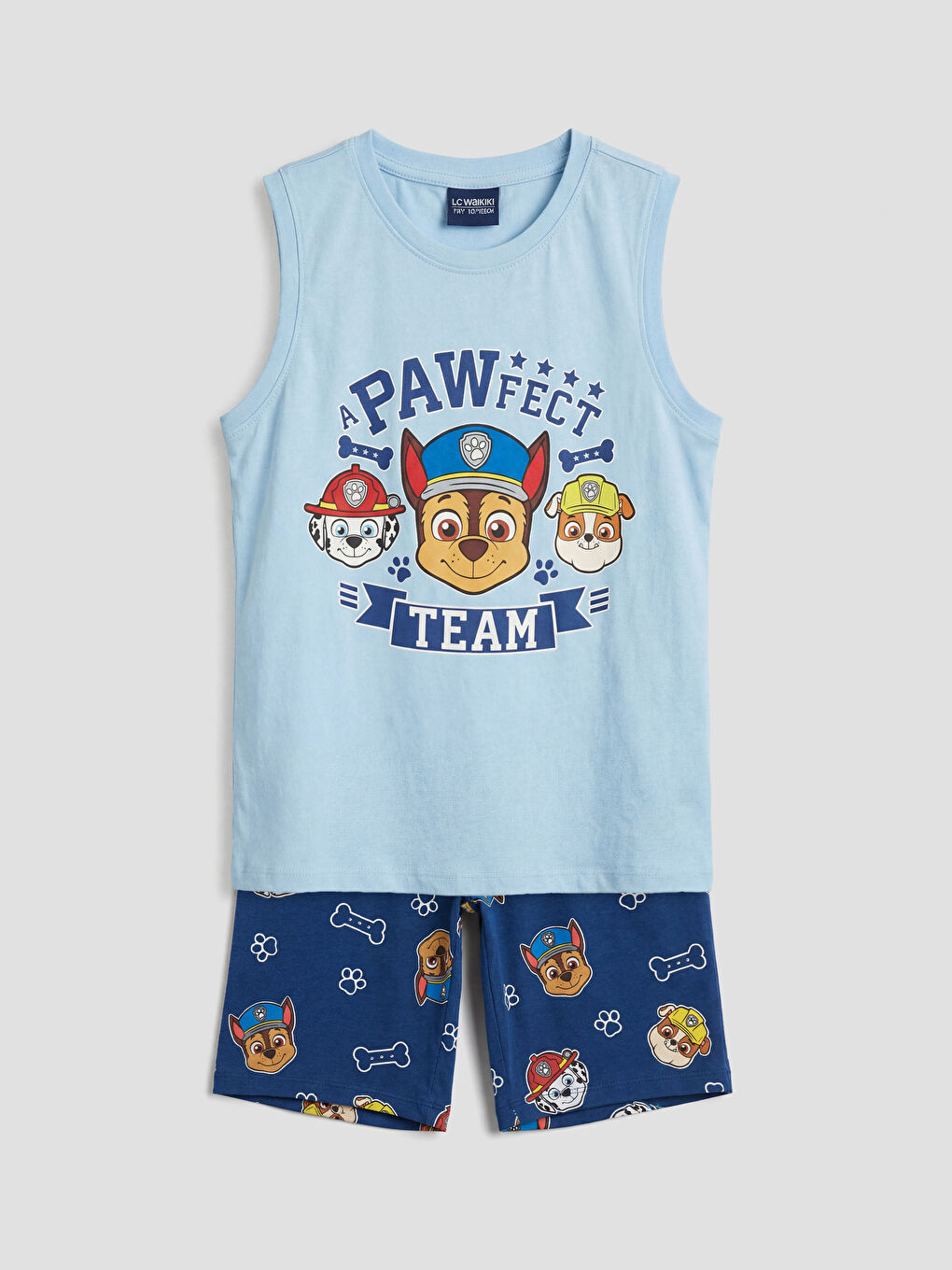 Mavi Paw Patrol Baskılı Erkek Çocuk Şortlu Pijama Takımı