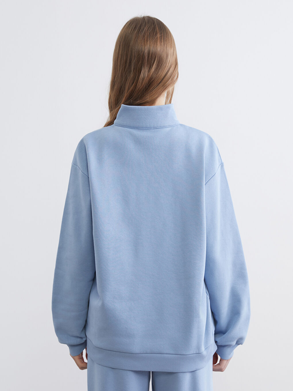 High Neck Printed Oversized Women's Thick Sweatshirt-3