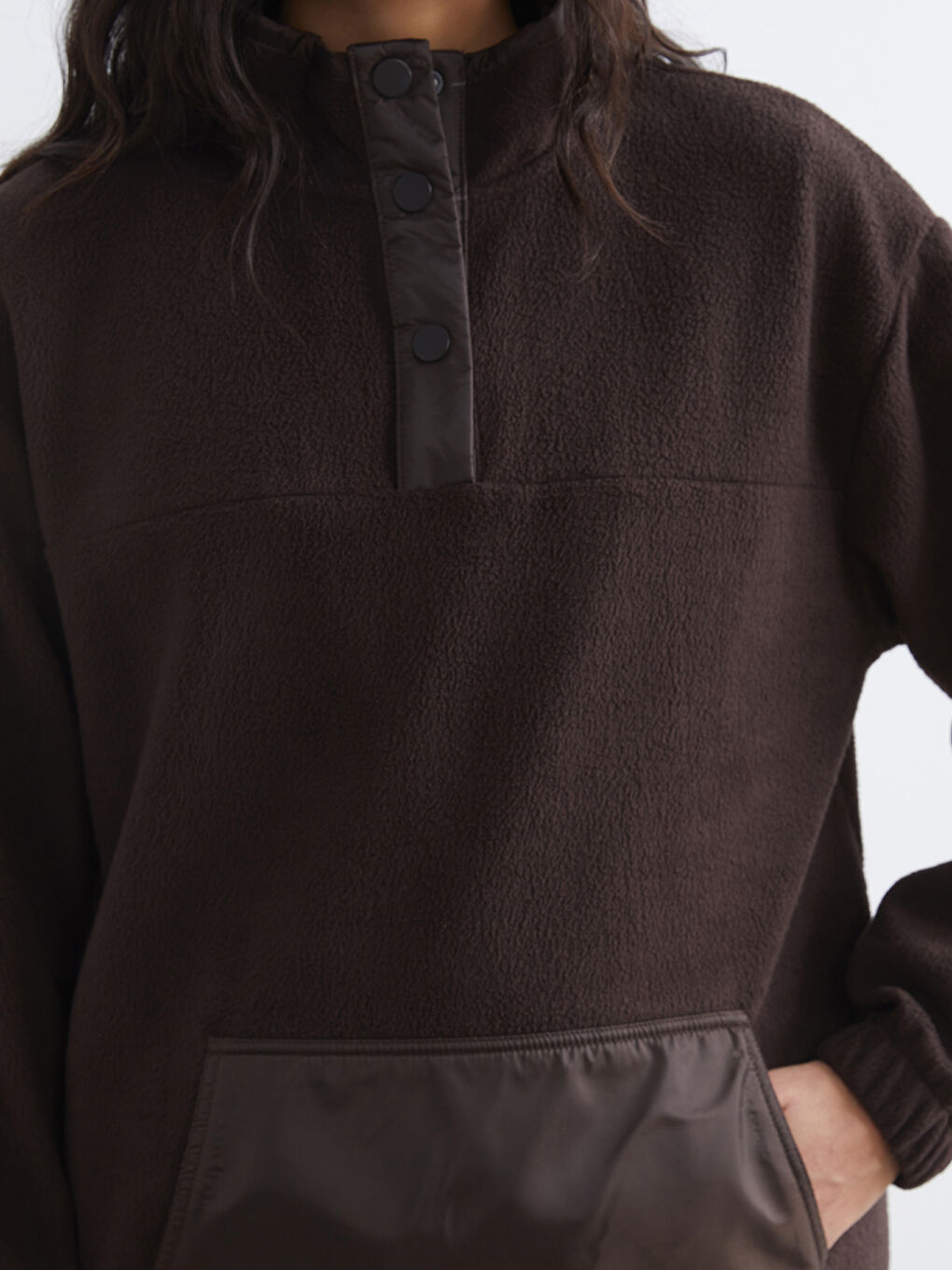 Women's Funnel Neck Fleece Sweatshirt-2