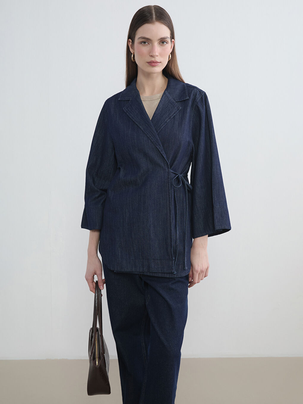 Women's Denim Jacket with Tie Detail