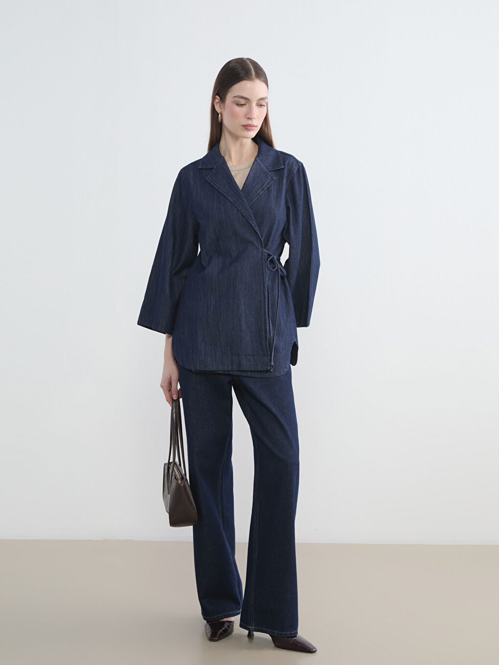 Women's Denim Jacket with Tie Detail-2