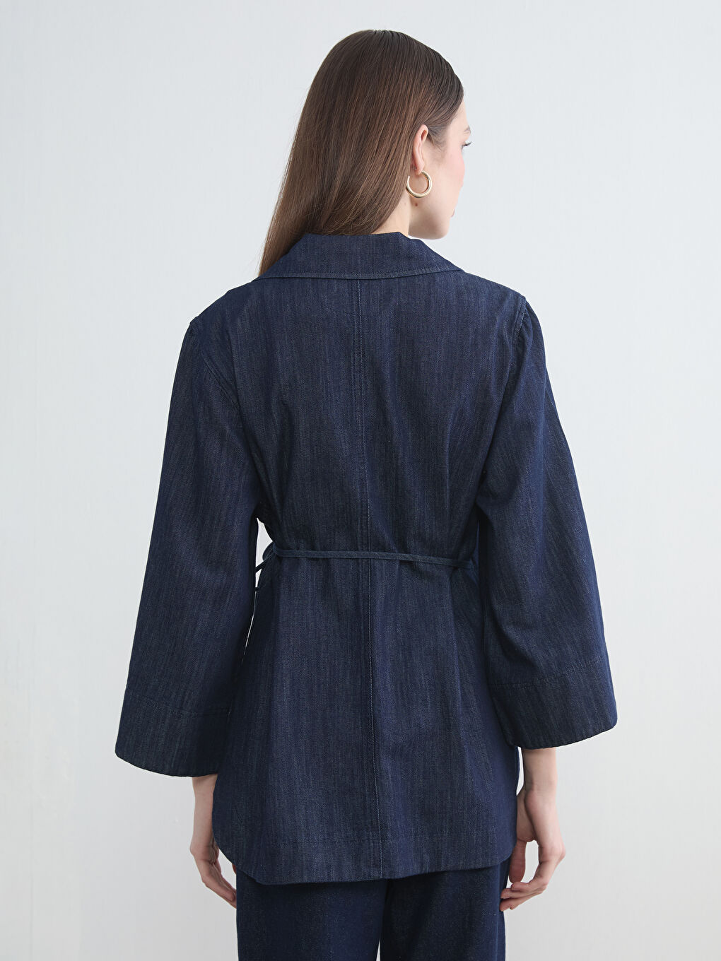 Women's Denim Jacket with Tie Detail-4