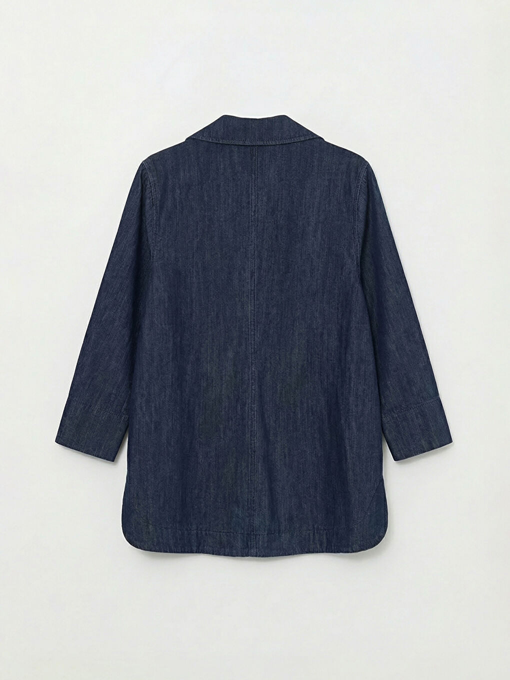 İndigo Bağlama Detaylı Kadın Jean Ceket-1