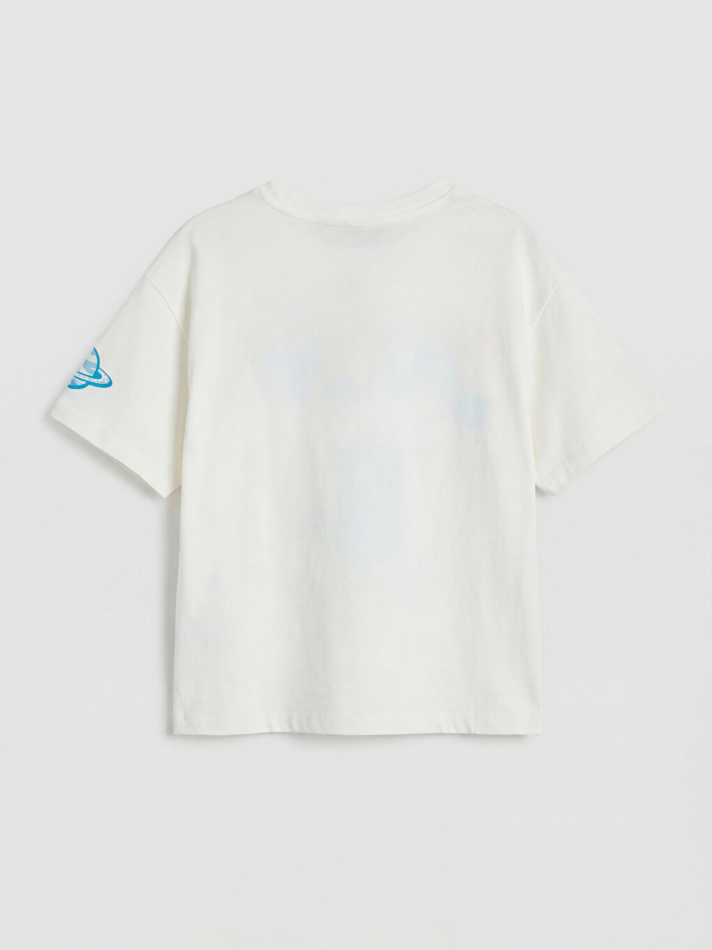 Beyaz Bisiklet Yaka Stitch Baskılı Kız Çocuk-1