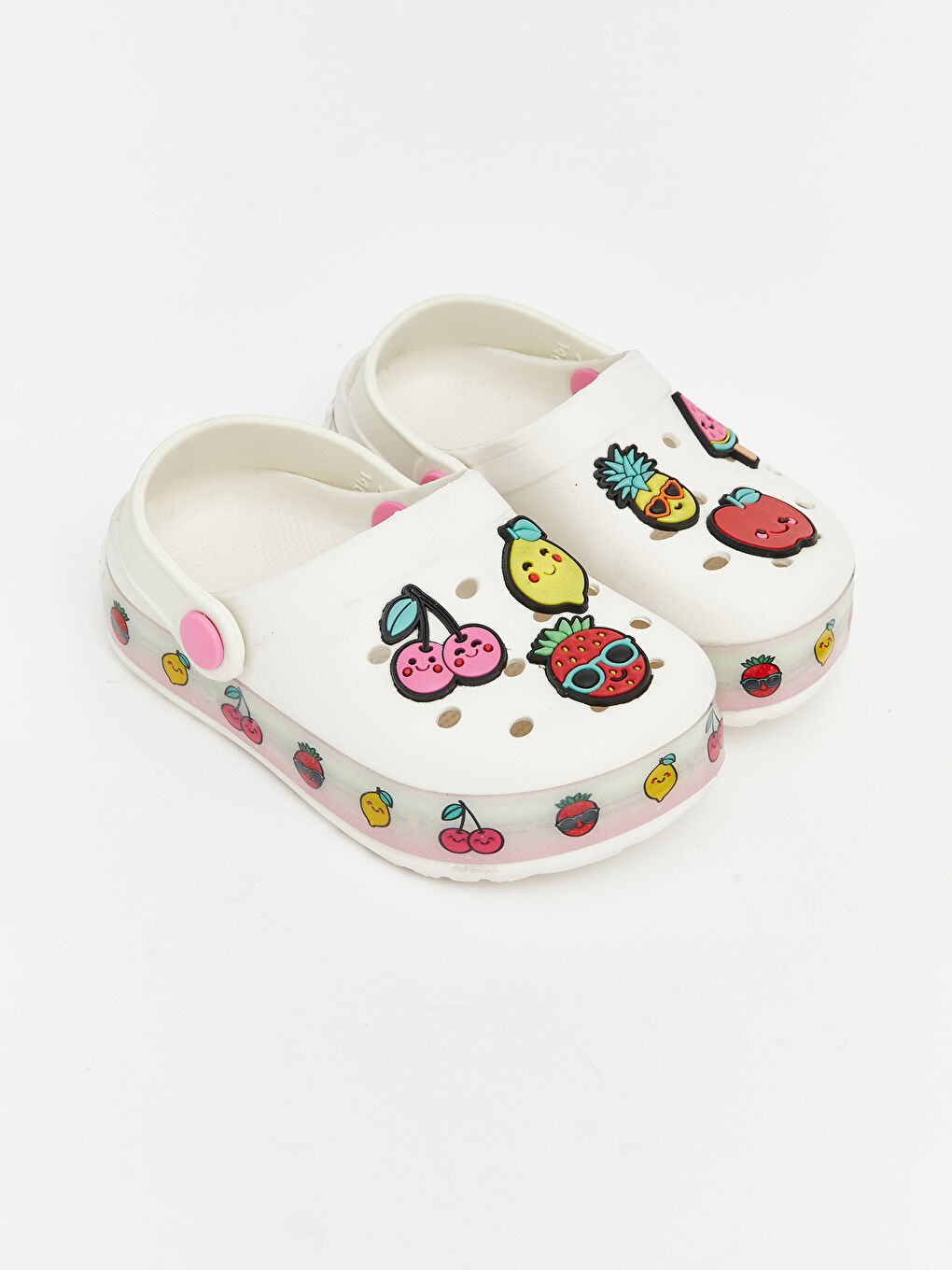 Ekru Baskılı Kız Bebek Plaj Sandaleti