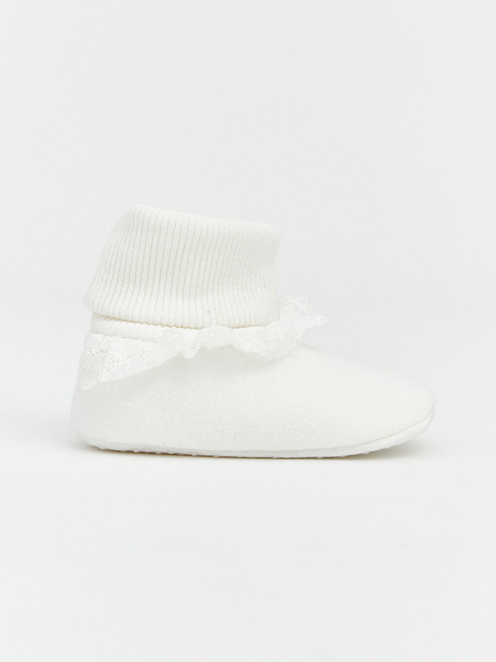 Ekru Kız Bebek Çoraplı Ev Ayakkabısı-1