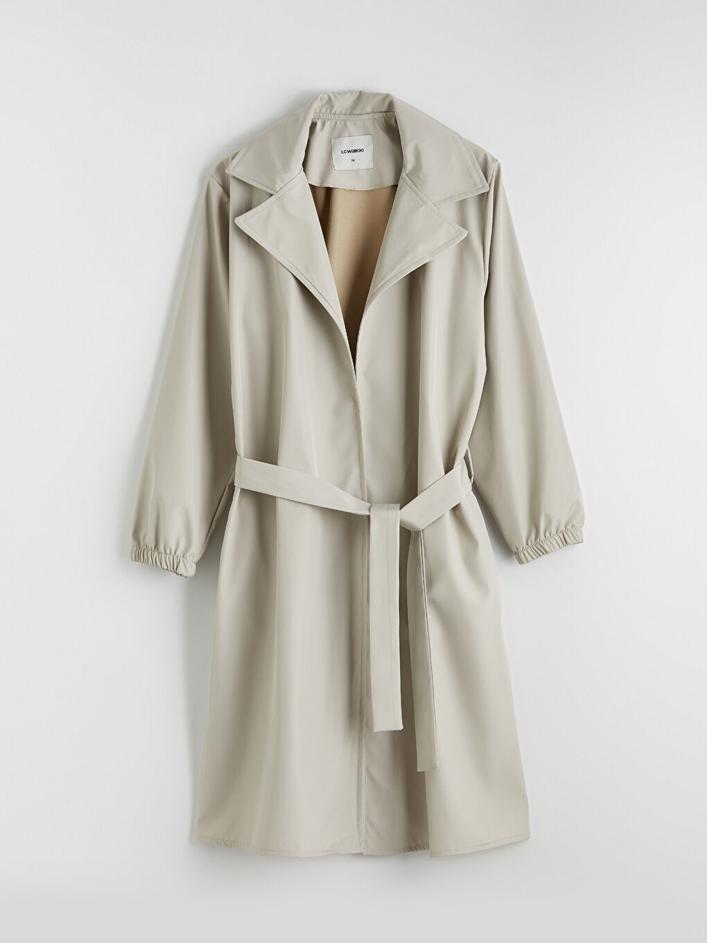 Bej Kruvaze Yaka Oversize Kadın Trençkot-4