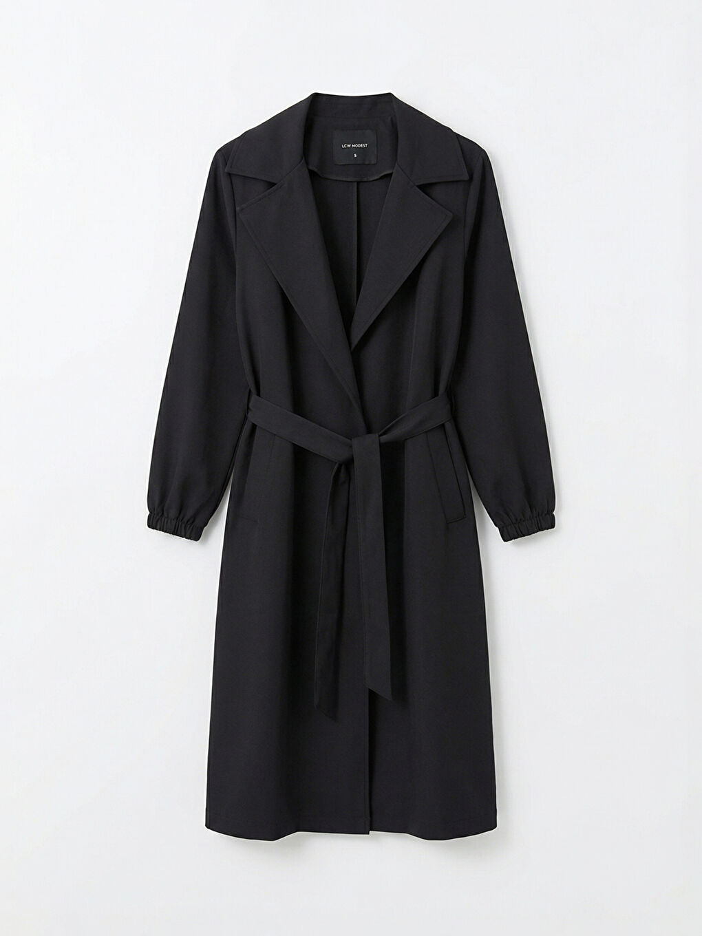 Siyah Kruvaze Yaka Oversize Kadın Trençkot-4