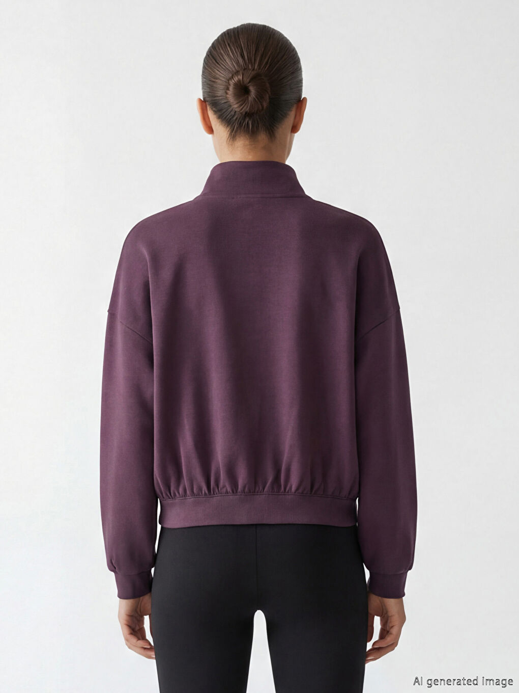 Mürdüm Dik Yaka Soft Touch Oversize Kadın Sweatshirt-2