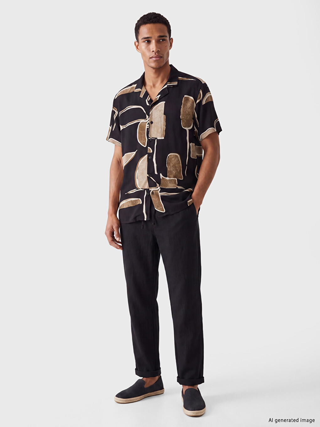 Slim Fit Patterned Viscose Men's Shirt-1