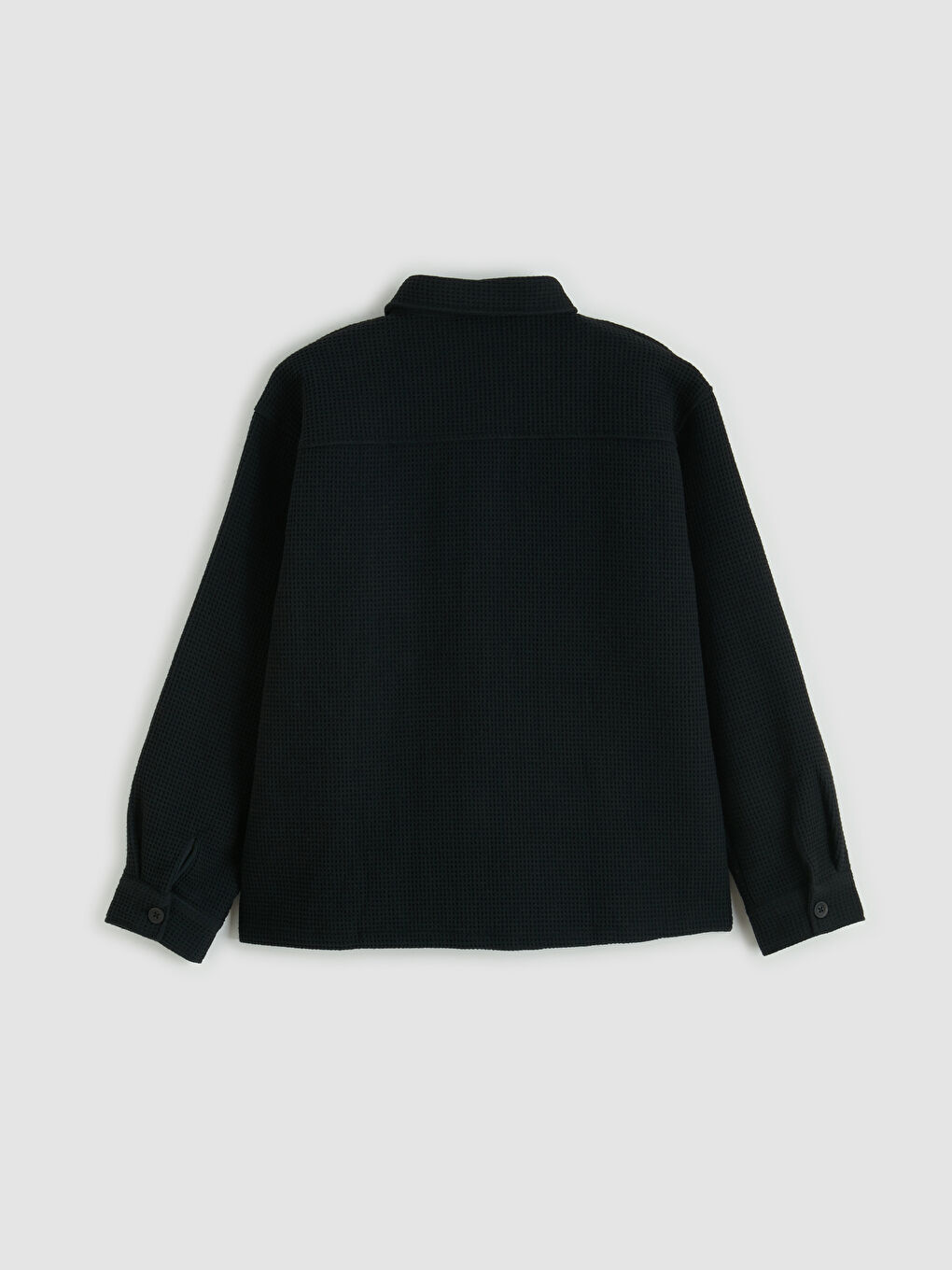 Siyah Rahat Kalıp Armürlü Erkek Gömlek Ceket-5