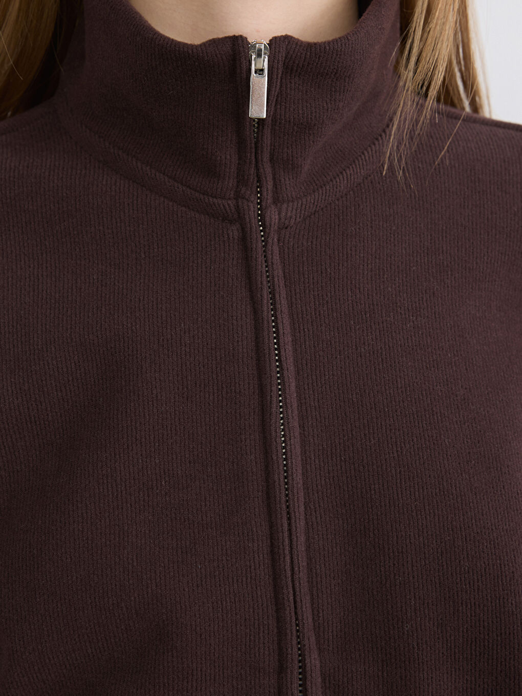 Суитшърт с цип Овърсайз за Жени с Висока яка-2