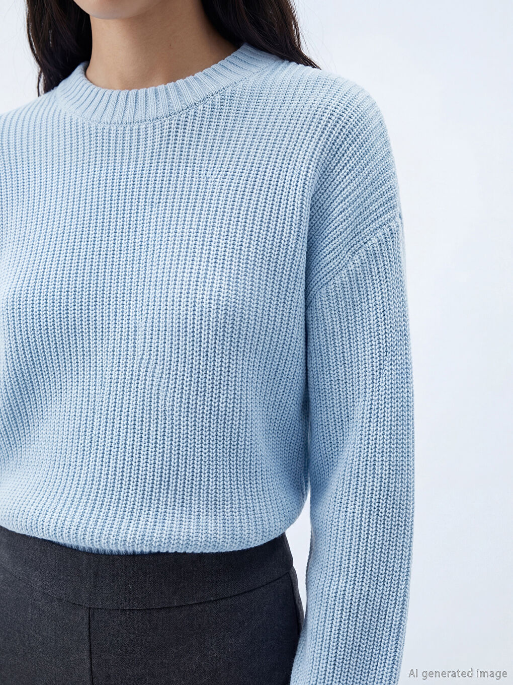 Mavi Bisiklet Yaka Oversize Kadın Triko Kazak-2