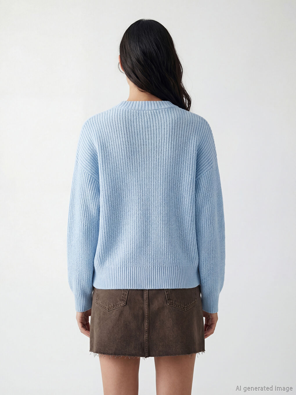 Mavi Bisiklet Yaka Oversize Kadın Triko Kazak-3