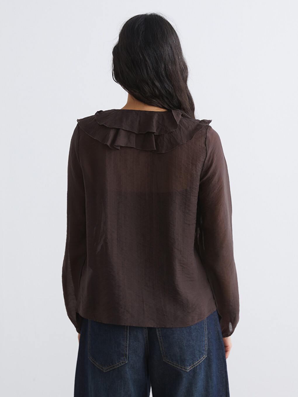 V Neck Frilled Blouse-3