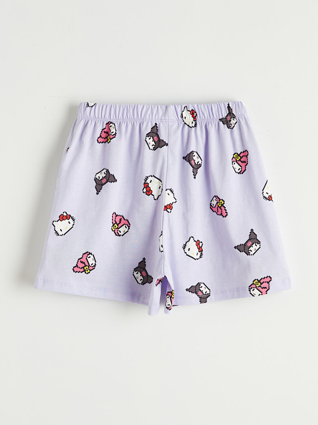Lila Hello Kitty Baskılı Kız Çocuk Pijama Şort-1