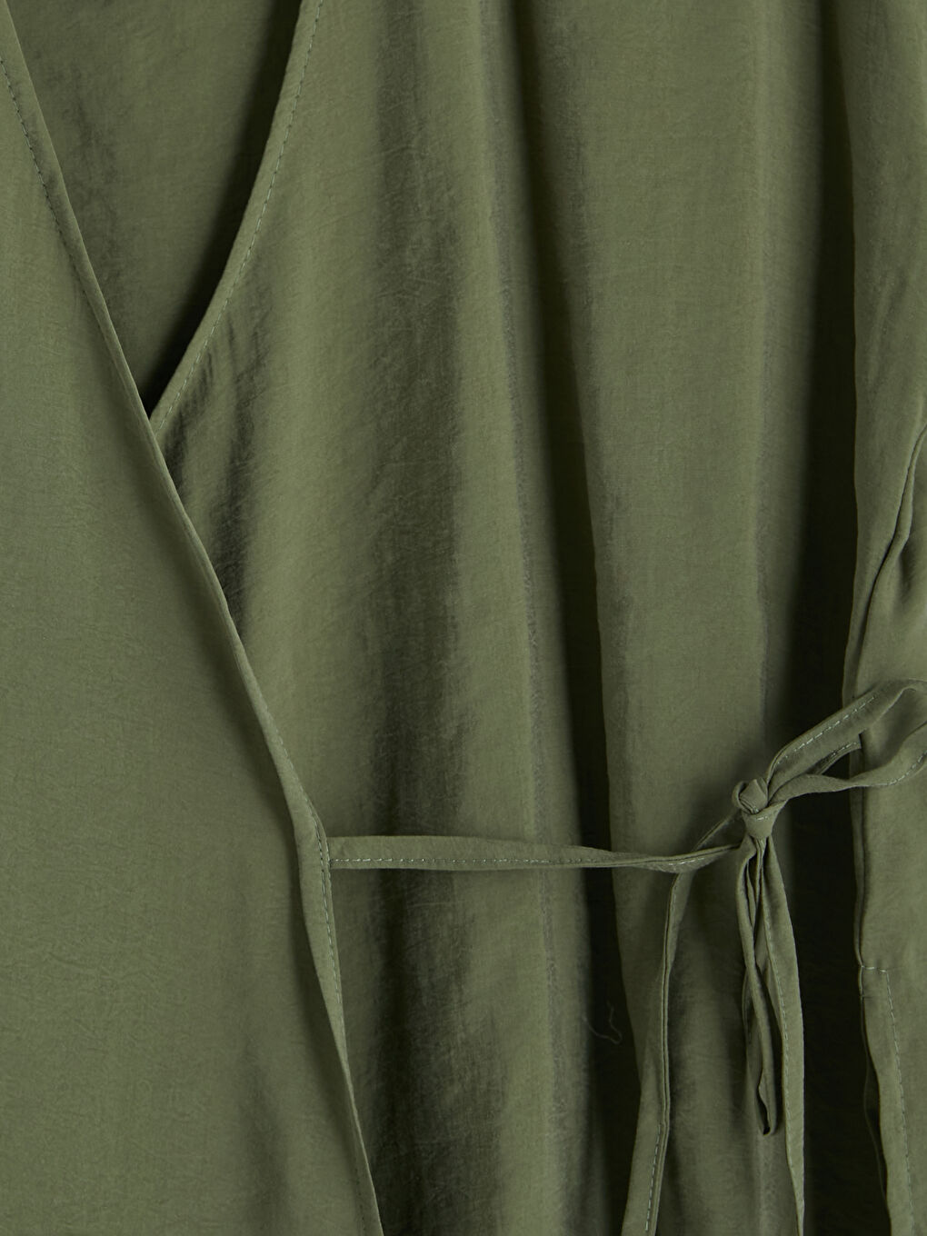 Yeşil Kruvaze Yaka Dokulu Modal Karışımlı Kadın Kimono-2