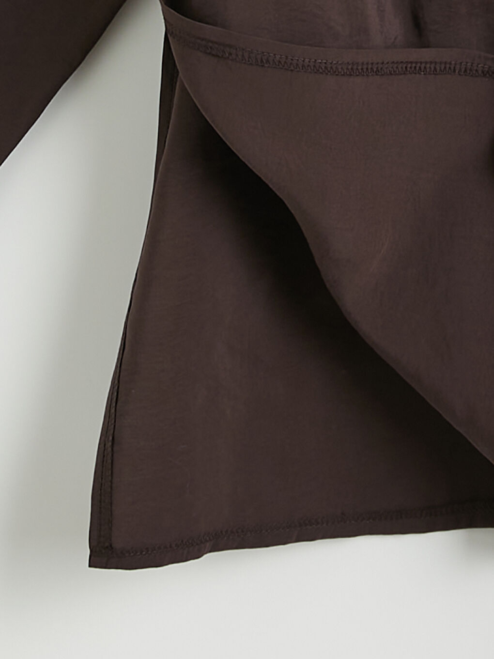 Kahverengi Kruvaze Yaka Dokulu Modal Karışımlı Kadın Kimono-1