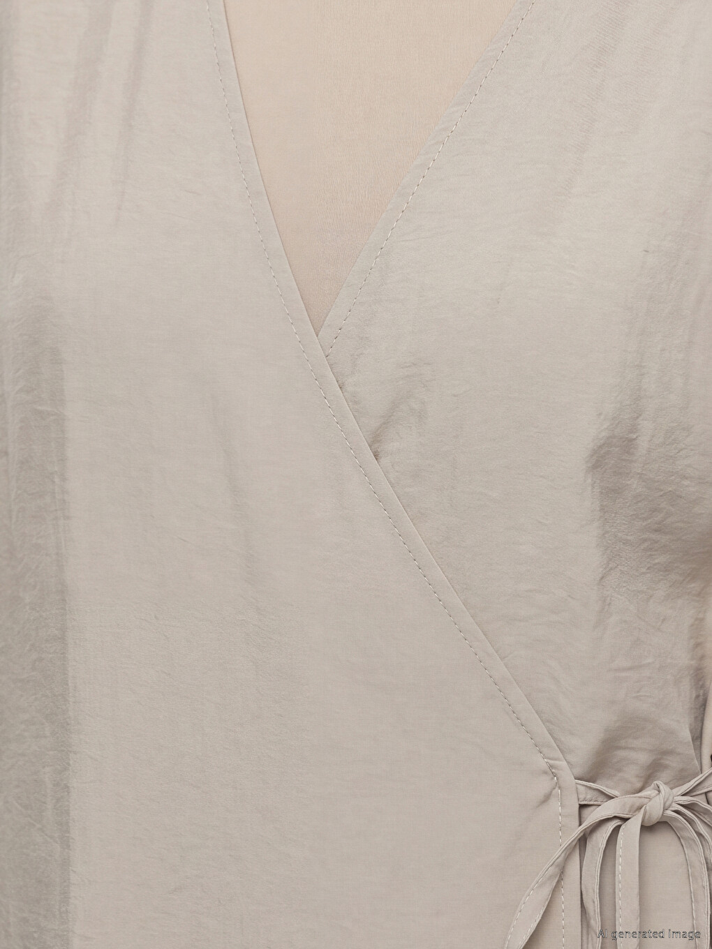 Gri Kruvaze Yaka Dokulu Modal Karışımlı Kadın Kimono-2