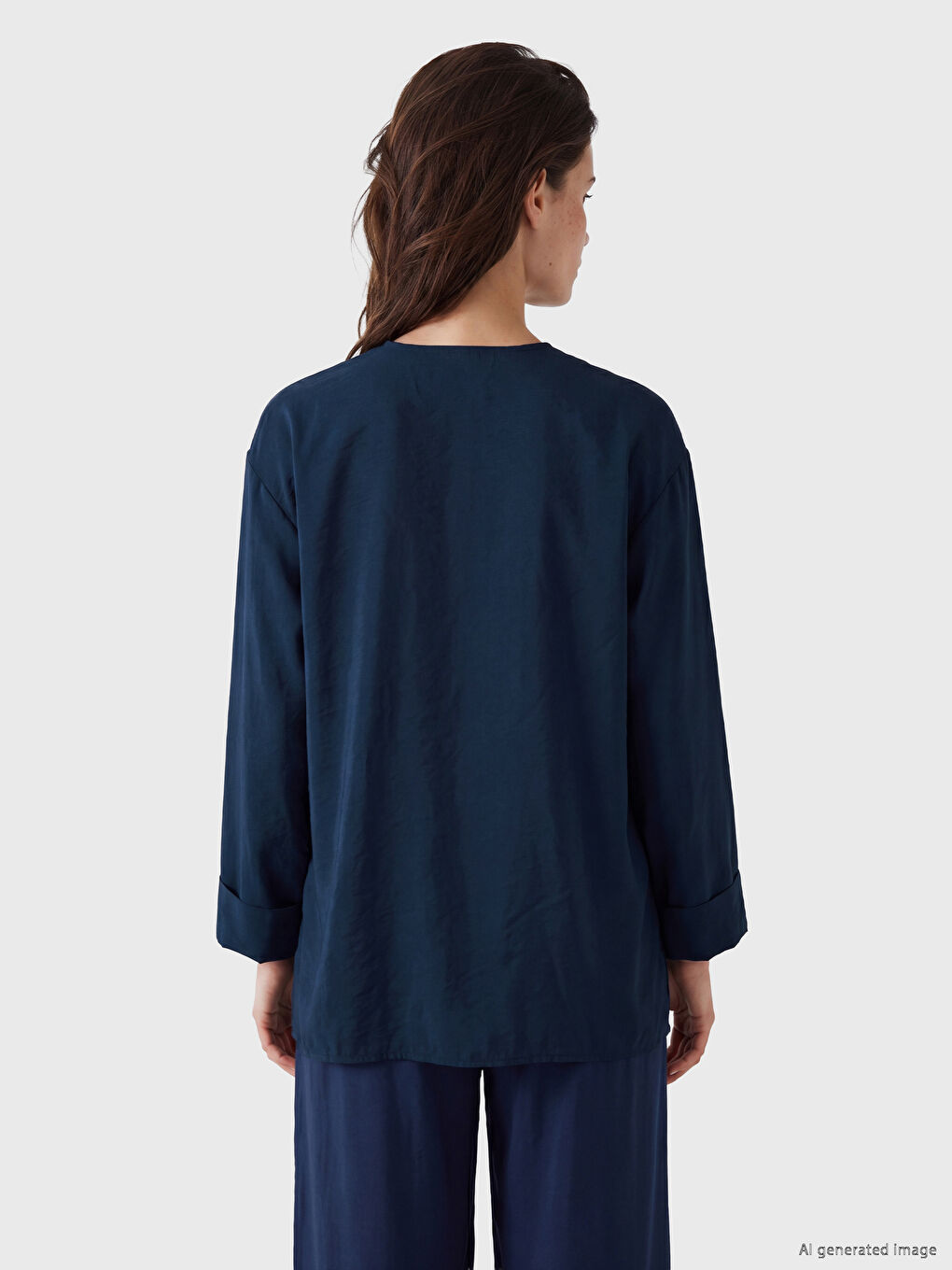 Double Breasted Textured Modal Blend Women's Kimono-3