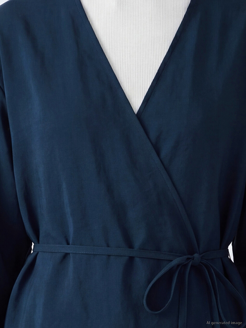 Lacivert Kruvaze Yaka Dokulu Modal Karışımlı Kadın Kimono-2
