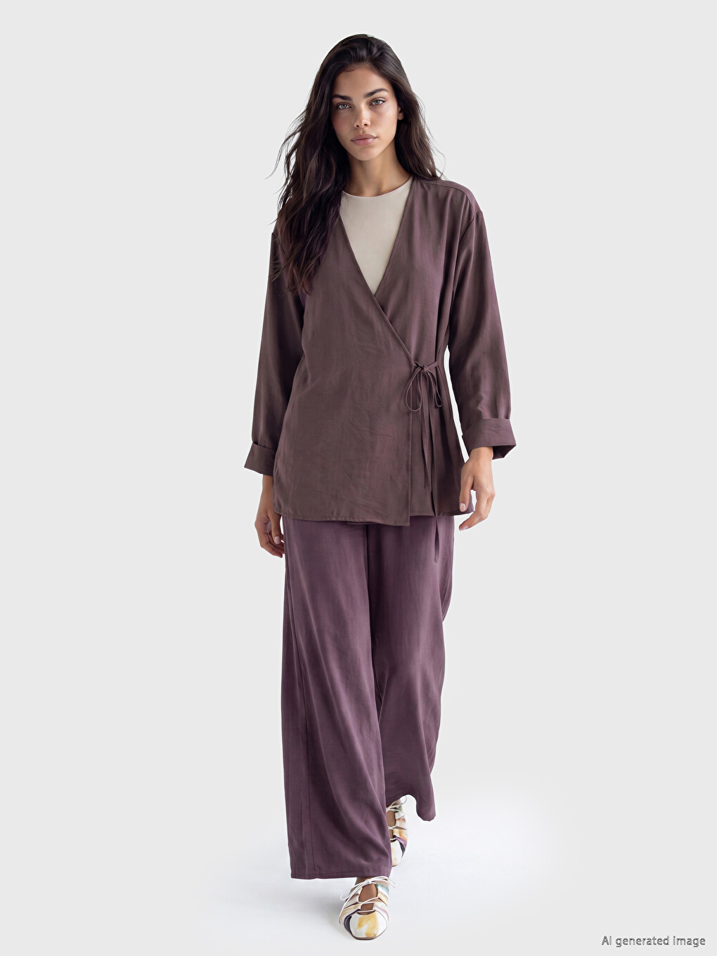 Pembe Dokulu Modal Karışımlı Kadın Kimono-1