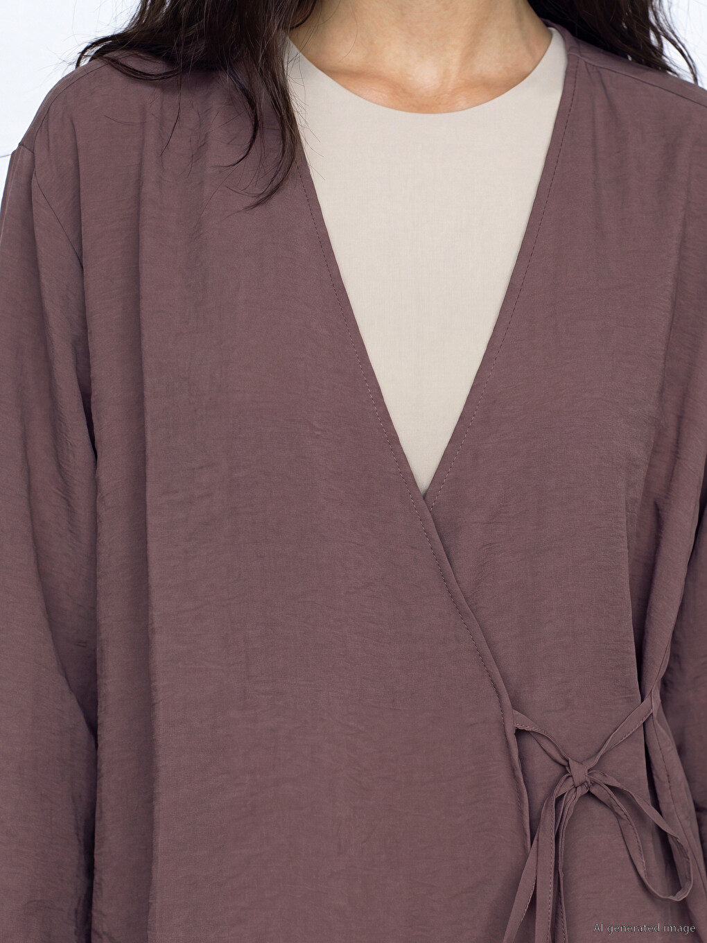 Pembe Dokulu Modal Karışımlı Kadın Kimono-2