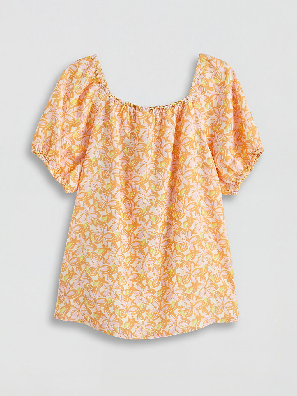 Ekru Çiçek Desenli Kız Çocuk Bluz-1