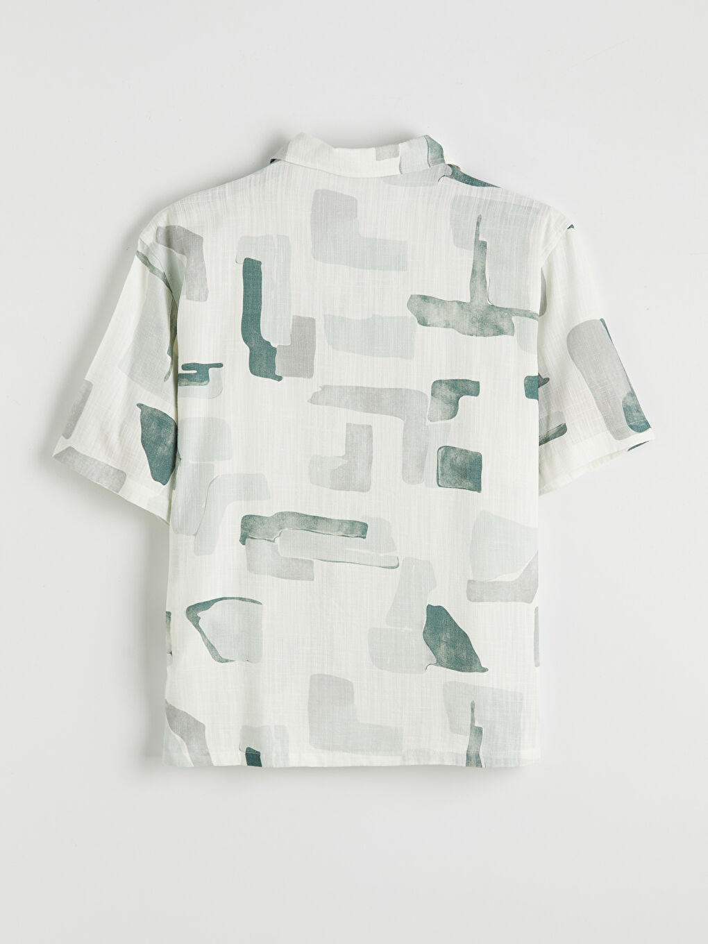 Yeşil Regular Fit Resort Yaka Desenli  Erkek Gömlek-1