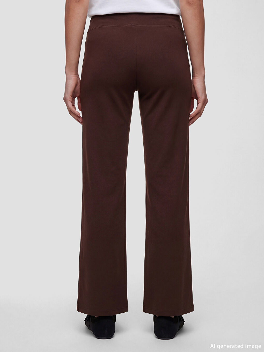 Kahverengi Beli Lastikli Soft Touch Kadın Spor Tayt-2