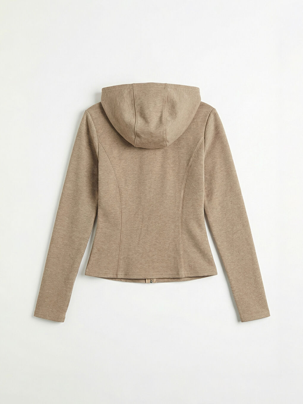 Kahverengi Parmak Geçmeli Soft Touch Kadın Fermuarlı Sweatshirt-5