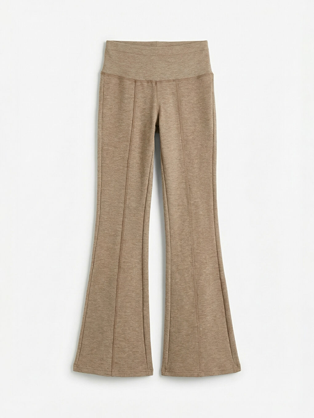 Kahverengi Beli Lastikli İspanyol Paça Kadın Spor Tayt-4