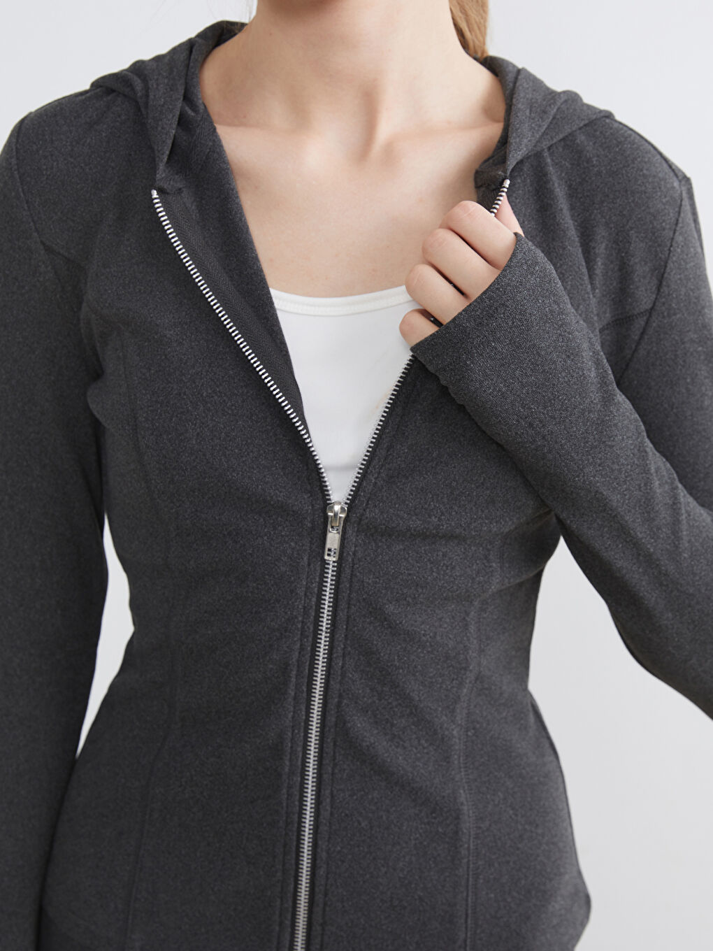 Soft Touch Women's Zip-Up Sweatshirt with Thumbholes-2