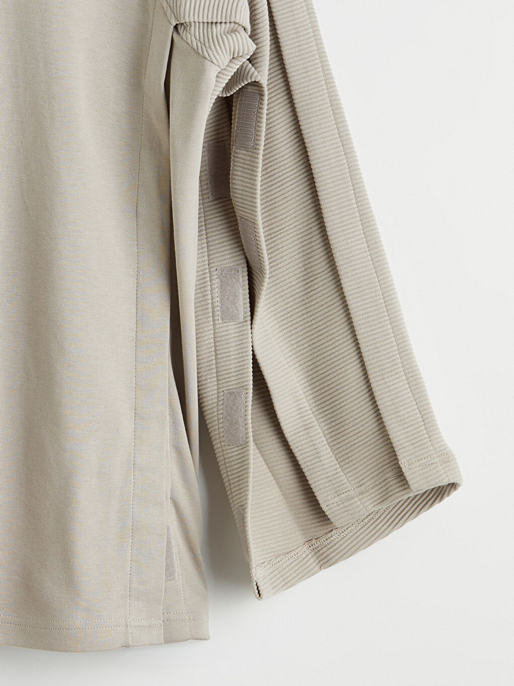 Bej Kolay Giyilebilir Yanlardan Cırt Bantlı Erkek Sweatshirt-10