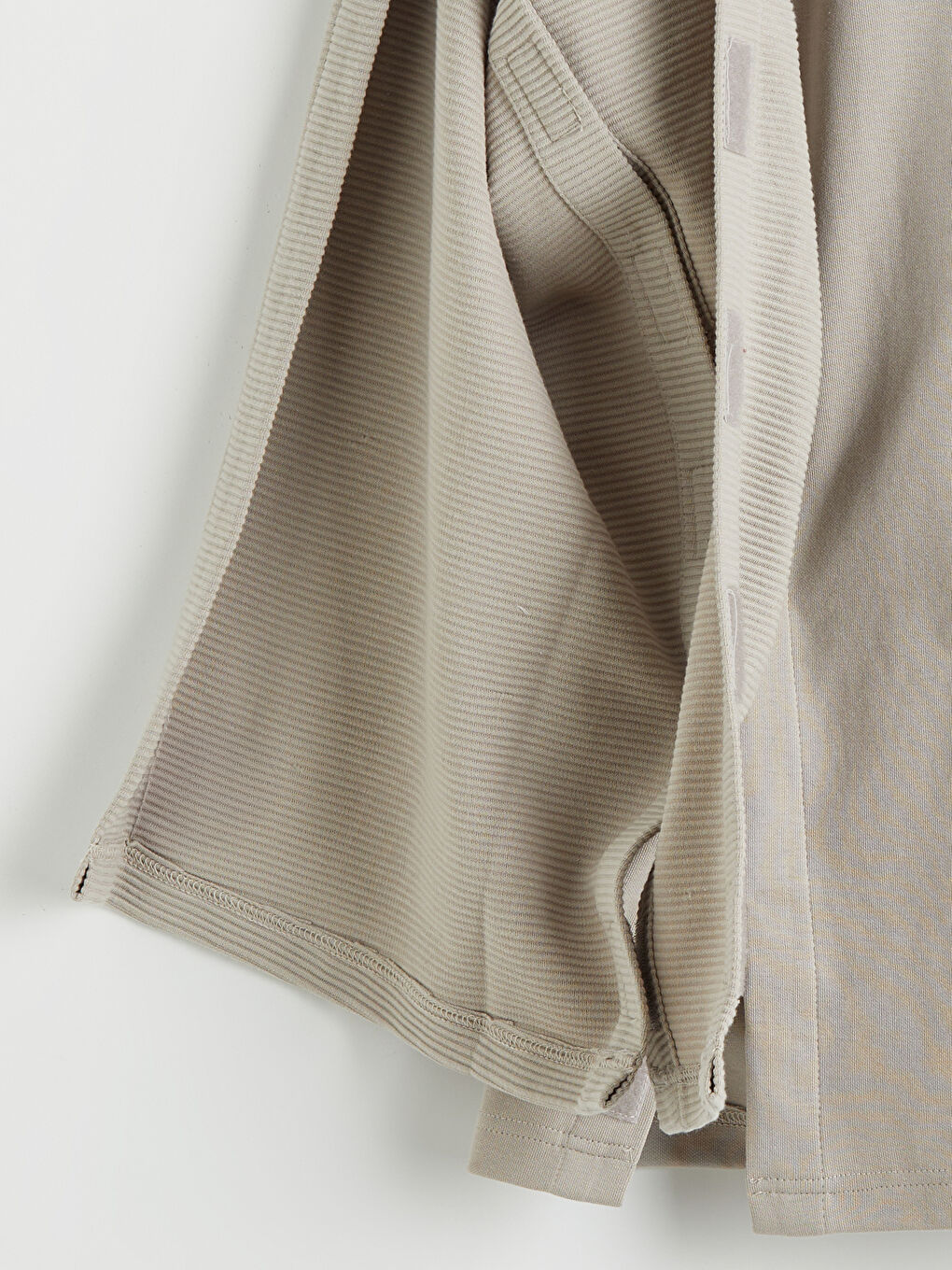 Bej Kolay Giyilebilir Yanlardan Cırt Bantlı Erkek Sweatshirt-11