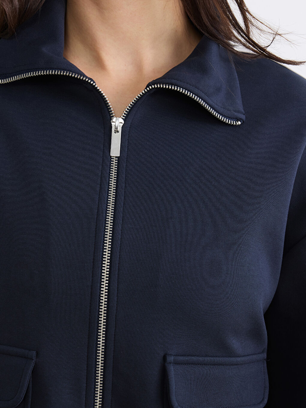 Women's Funnel Neck Zip-Up Sweatshirt-2