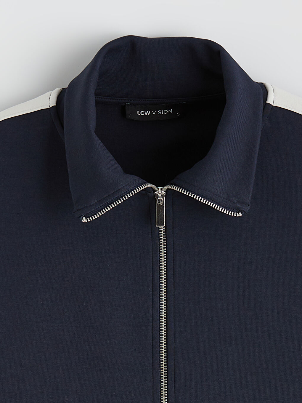 Lacivert Dik Yaka Kadın Fermuarlı Sweatshirt-1