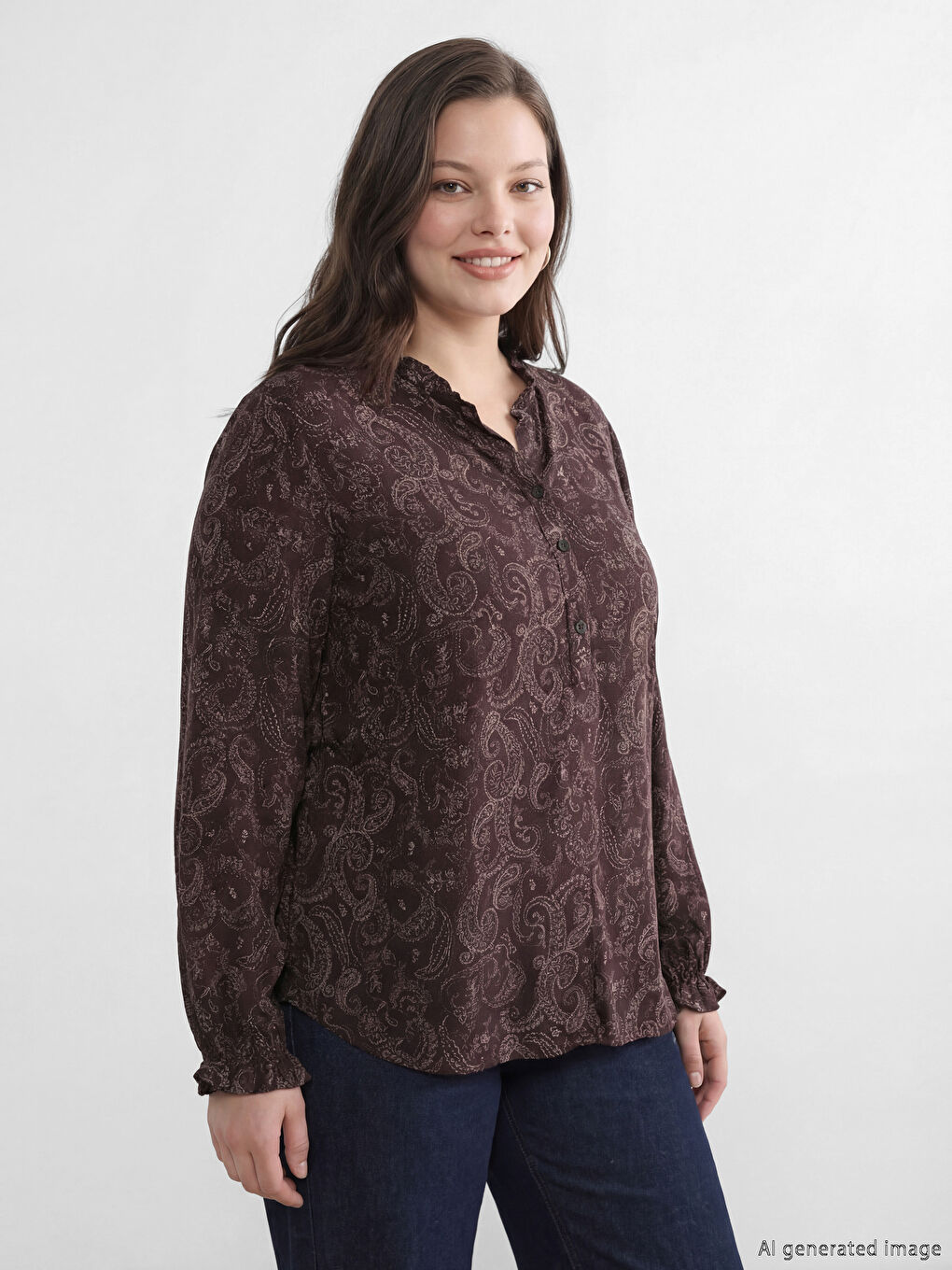 Asymmetric Neckline Patterned Blouse-1